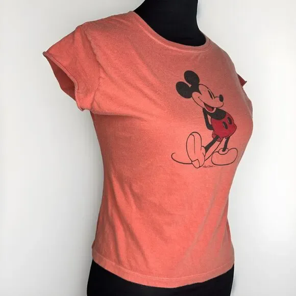 Walt Disney Classic Collection Mickey Mouse T Shirt Womens Size Small Pink USA - Picture 5 of 9